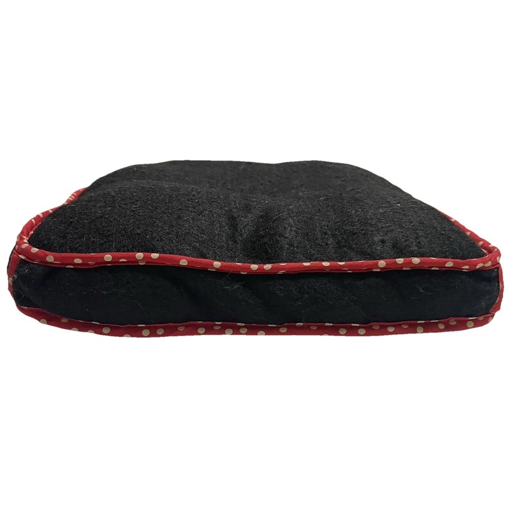 Black Felt Handmade Look‎ Pillow 10in Red Polka Dot Quilted Pinwheel Accent - Picture 3 of 3